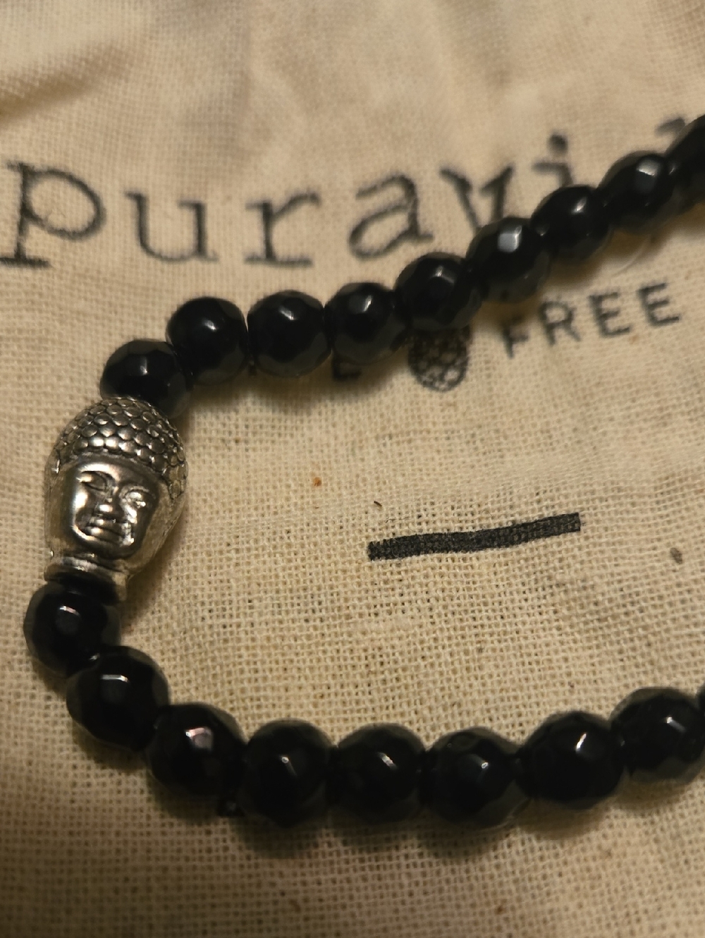 Pura Vida Black Faceted Bead Bracelet with Silver Buddha Charm - Picture 3 of 3
